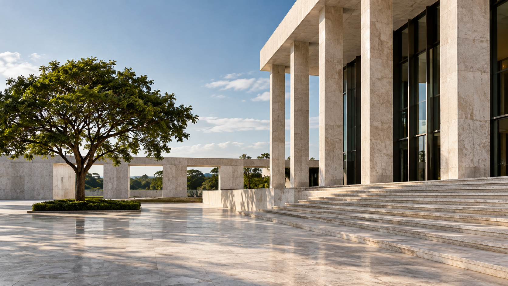 Arquitetura contempor&acirc;nea inspirada em um tribunal